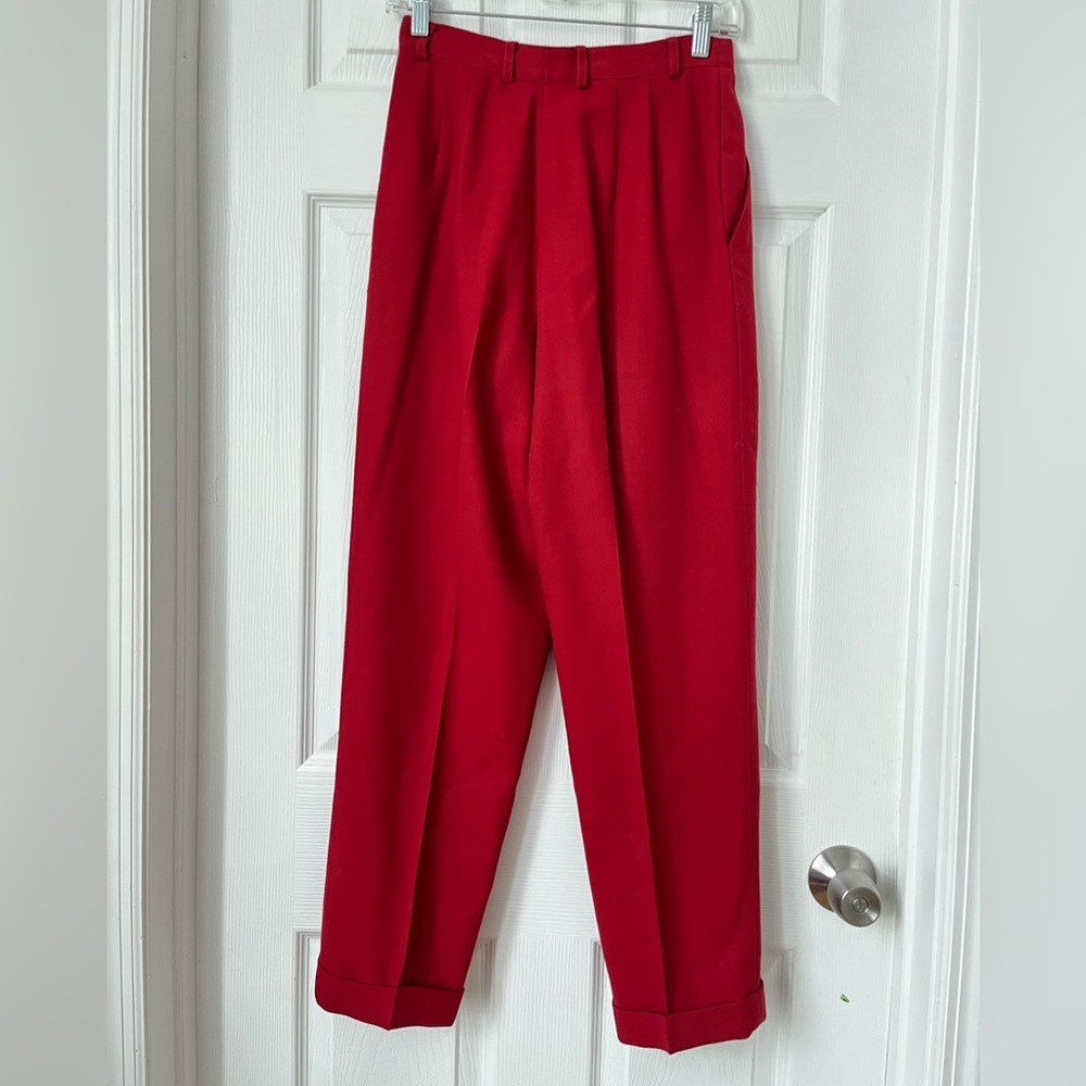 Burberrys  vintage high rise wool pleated red trousers size 4 - Picture 2 of 7